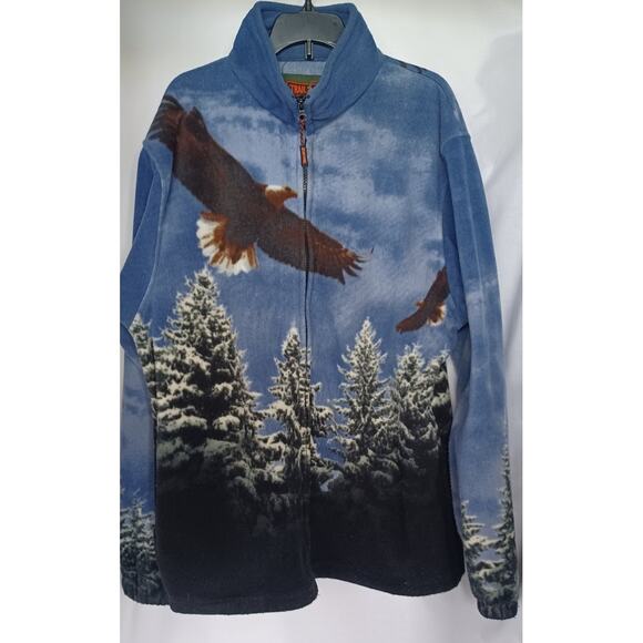 Vintage Trail Crest Full Zip Fleece Jacket Medium American Eagle & Forest Print - Picture 3 of 6